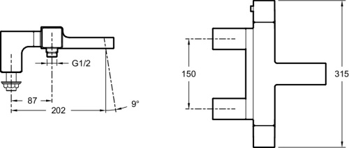 JACOB DELAFON  Смеситель для ванны/душа термостатический STRAYT на деку