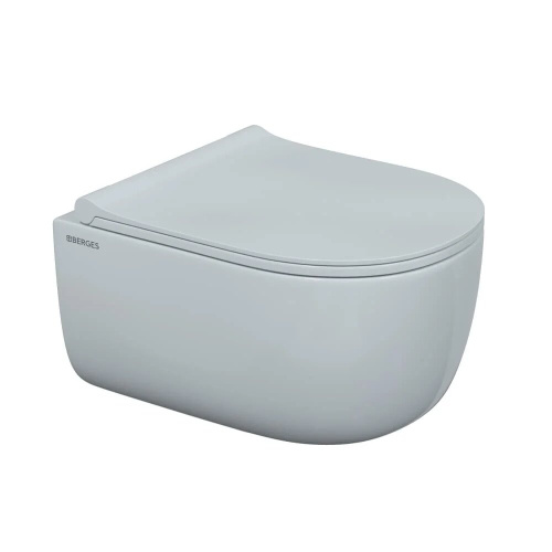 BERGES Унитаз подвесной Ego (безободковый, с сиденьем дюропласт Toma Slim SO, микролифт)