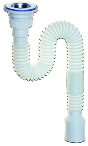 VIRPLAST Сифон гофрированный "МИНИ Элит" с нержавеющей чашкой, удлинённый