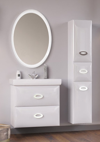 Marka One Подвесная тумба с раковиной Bonne 75П с двумя встроенными ящиками, White