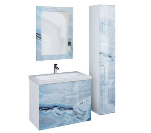 Marka One Пенал Lacio 30П с двумя дверками и одним встроенным ящиком, Blue marble R