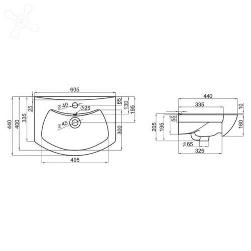 DELLA Умывальник Cosmo мебельный, 60 см