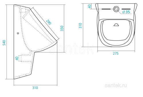 SANTEK Писсуар Santek Гала с креплением