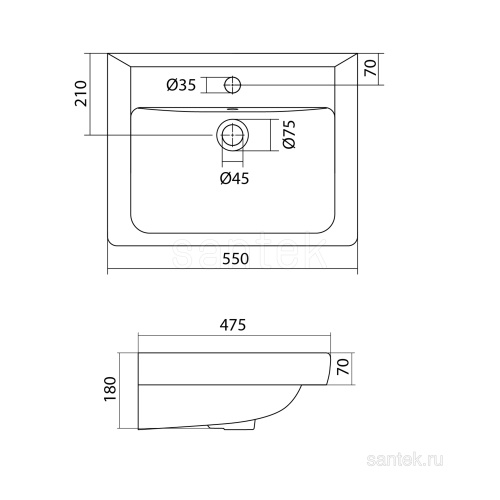 SANTEK Раковина Тигода (50,4 см)
