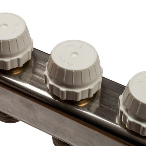 STOUT Коллектор с расходомерами, выпускным клапаном и сливом 5 выходов, нержавеющая сталь