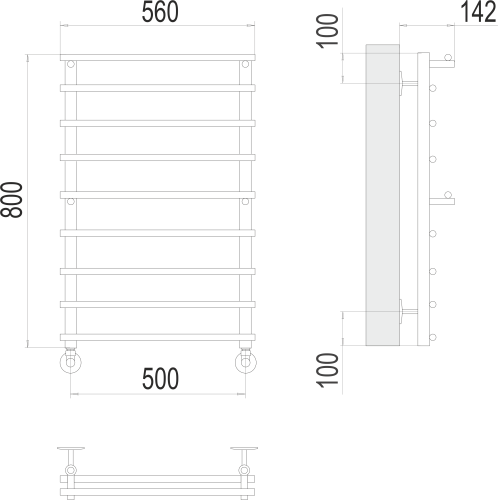 Terminus Полотенцесушитель водяной "Вента" П8 500х800 мм