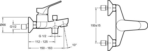 JACOB DELAFON  Смеситель для ванны/душа BRIVE однорычажный