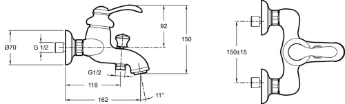 JACOB DELAFON  Смеситель для ванны/душа настенный FAIRFAX