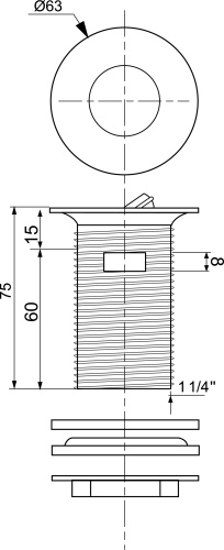 WIRQUIN Выпуск "TOP PLAY"  1 1/4"  с хром.крышкой д.63мм с отвертием для перелива