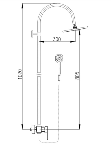 RAV SLEZAK Смеситель для душа ZAMBEZI с штангой, лейкой, шлангом и верхним душем