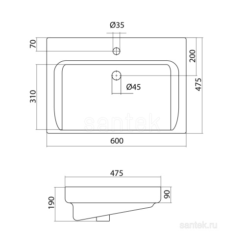 SANTEK Раковина Тигода, 60 см