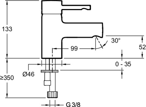 JACOB DELAFON  Смеситель для раковины CUFF без донного клапана