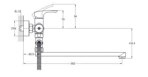 SOLONE Смеситель для ванны, поворотный девиатор