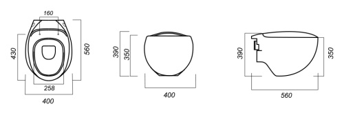 SANITA LUXE Ринго Люкс унитаз-подвесной, сиденье дюропласт с микролифтом, белый