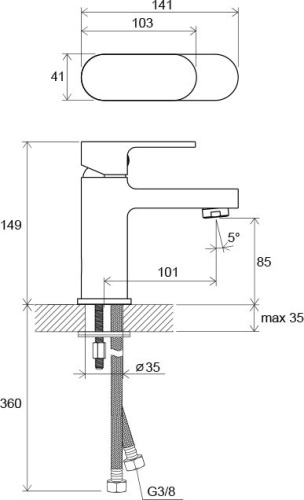 RAVAK Смеситель для умывальника CR 012.00 без донного клапана 