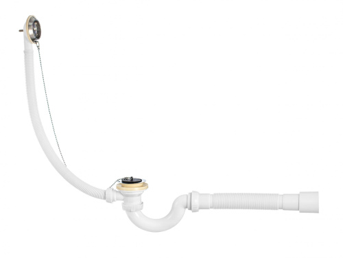 WIRQUIN Слив-перелив 1 1/2" с "S-образным" сифоном, пробкой и гофротрубой