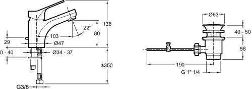 JACOB DELAFON  Смеситель для раковины BRIVE с картриджем С3