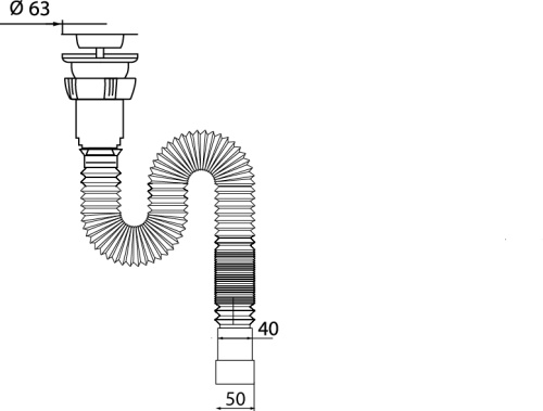 WIRQUIN Сифон гофрированный с выпуском из нержавейки, удлинённый (1200 мм)