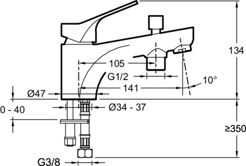 JACOB DELAFON  Смеситель для ванны/душа BRIVE (1 отверстие)