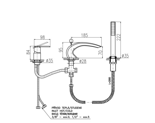 RAV SLEZAK Смеситель для ванны LOIRA на 3 отверстия