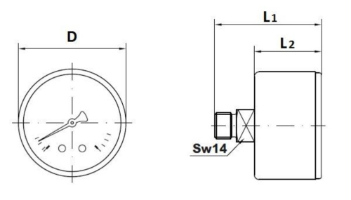 WATTS  Манометр F+R100(MDA) заднее подключение (диаметр 80 мм, 0-6 бар, 1/4")