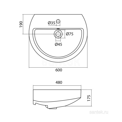 SANTEK Раковина Аллегро, 60 см