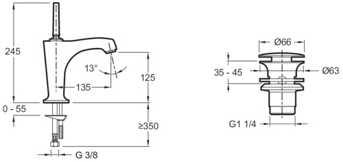 JACOB DELAFON  Смеситель для раковины MARGAUX однорычажный (хром)