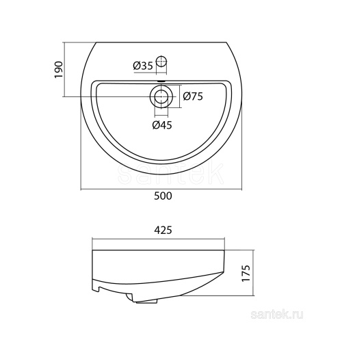 SANTEK Раковина Аллегро, 50 см