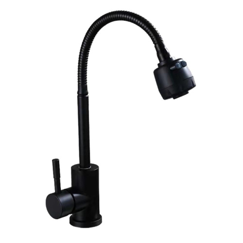 Антей Смеситель для кухни Булат шаровой с черным гибким изливом и лейкой (нержавеющая сталь)