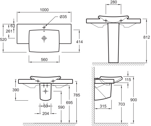 JACOB DELAFON  Раковина-столешница ESCALE 100*52 см