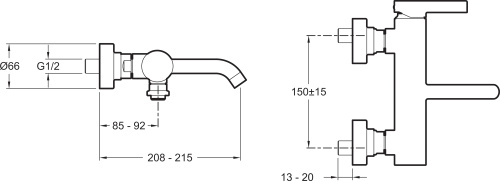 JACOB DELAFON  Смеситель для ванны/душа настенный STILLNESS