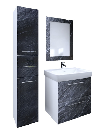 Marka One Пенал Lacio 30П с двумя дверками и одним встроенным ящиком, Black stone R