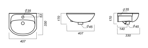 SANITA LUXE Умывальник Манго, белый (40 см)