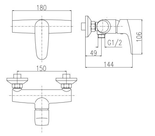 RAV SLEZAK Смеситель для душа AMUR (стабильный держатель, лейка)