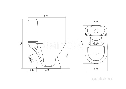 SANTEK Унитаз-компакт Santek Римини (эконом: 2-реж полипроп), косой