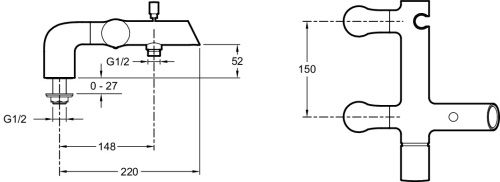 JACOB DELAFON  Смеситель для ванны/душа TOOBI на деку