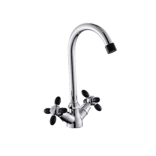 Антей Смеситель д/кухни с 2-мя рукоятками с высоким изливом, цв. нак. и руч.черный Радуга 5970716 АНТЕЙ