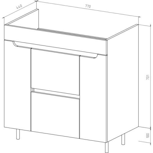 UNCORIA Тумба под умывальник "Брента", 80 см (белая)
