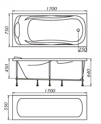 Marka One Ванна "Dipsa" 170x75