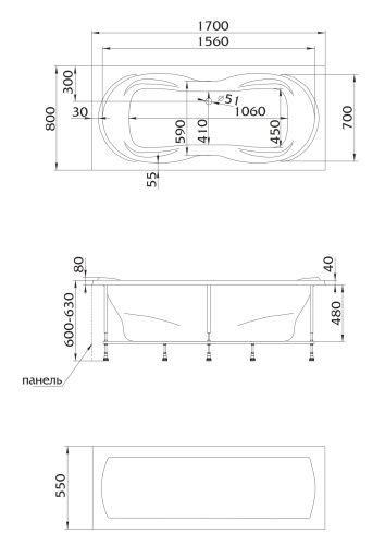 1Marka Ванна "Dinamika" 170x80