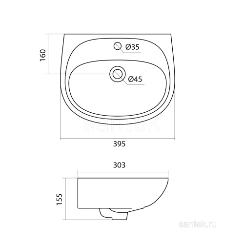 SANTEK Раковина Анимо, 40 см
