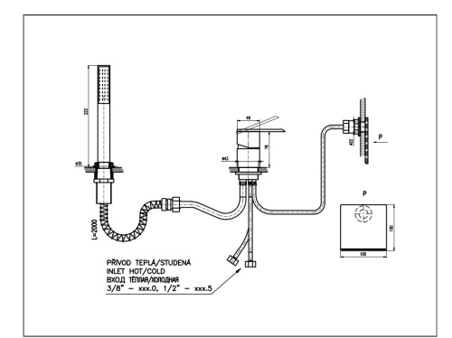 RAV SLEZAK Смеситель для ванны LOIRA на 2 отверстия (излив внутри ванны)