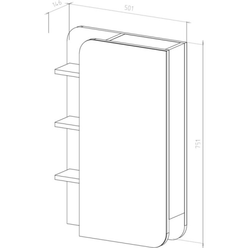 UNCORIA Зеркало-шкаф "Лина" 50 см полки слева белое