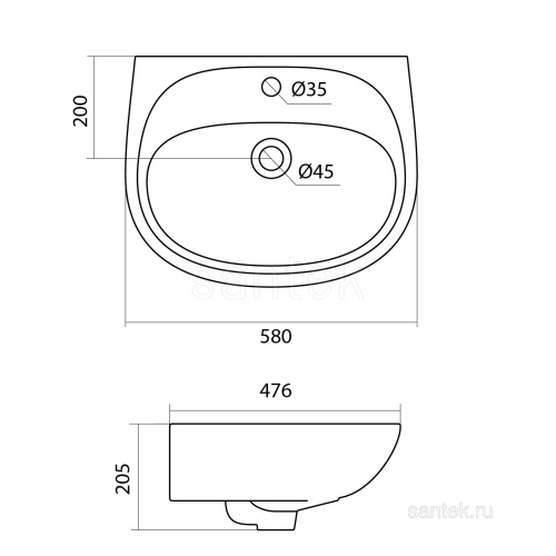 SANTEK Раковина Анимо, 60 см