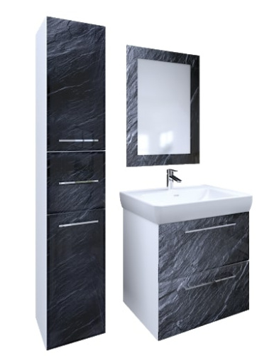 Marka One Подвесная тумба с раковиной Idalgo 75П с двумя встроенными ящиками, Black stone