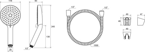RAVAK Душевой набор (шланг, лейка, держатель) 903.00