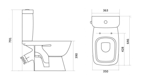 SANTEK Унитаз-компакт Нео Лайт с 2 режимами, тонким сиденьем soft-close и косым выпуском