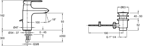 JACOB DELAFON  Смеситель для раковины KUMIN увеличенной высоты
