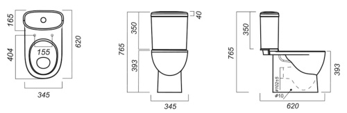 SANITA LUXE Арт Люкс унитаз-компакт, 2 режима, сиденье дюропласт, нижний подвод, белый