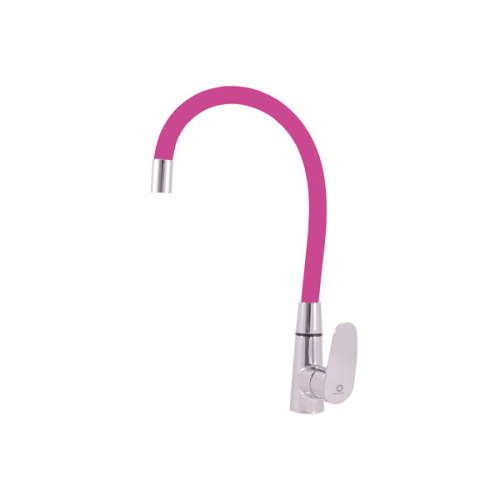 RAV SLEZAK Смеситель для кухни AMUR с поворотным и гибким изливом (хром/розовый)